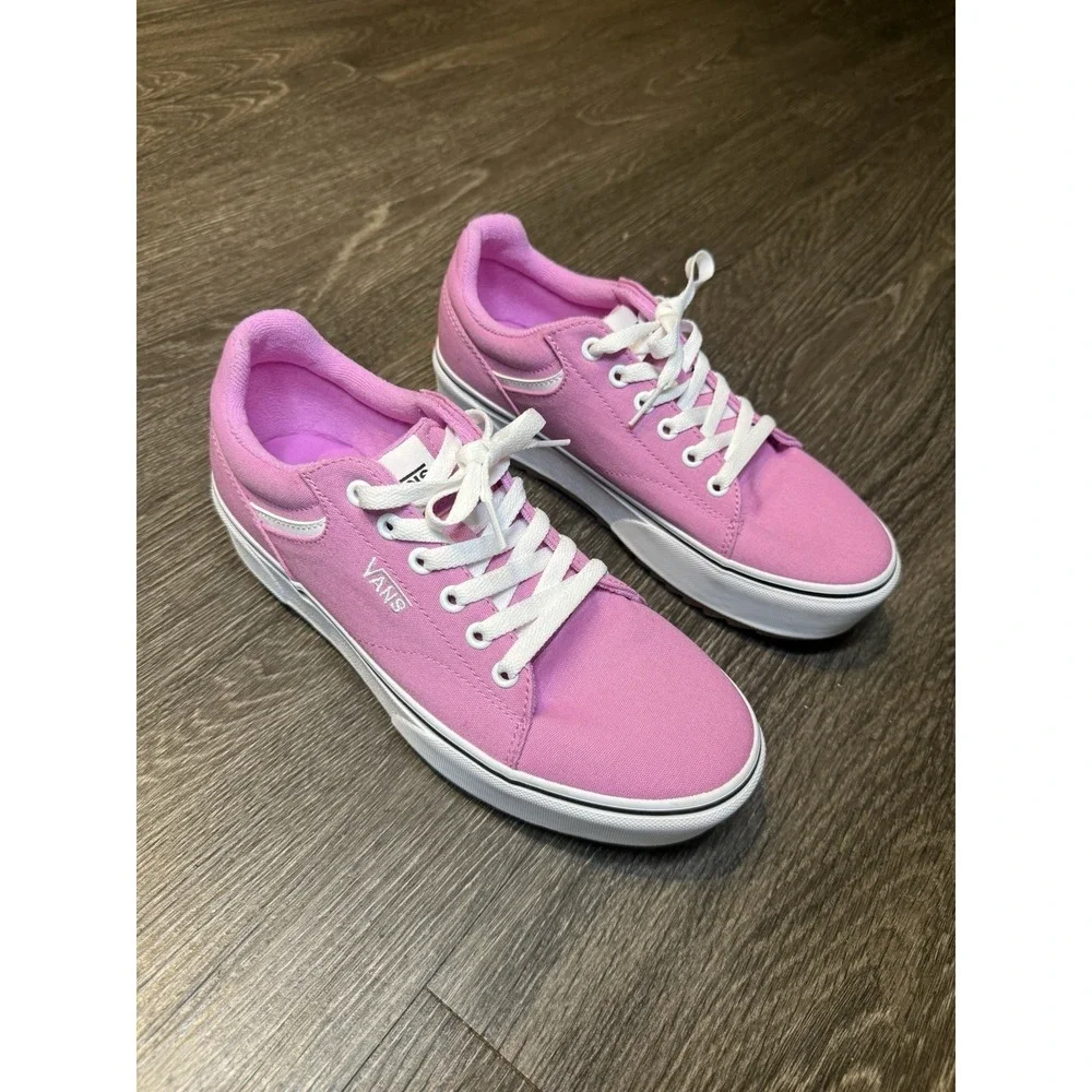 Vans Women's Size 9 Seldan Platform ST Pink Lace-Up Low Top Sneakers Shoes